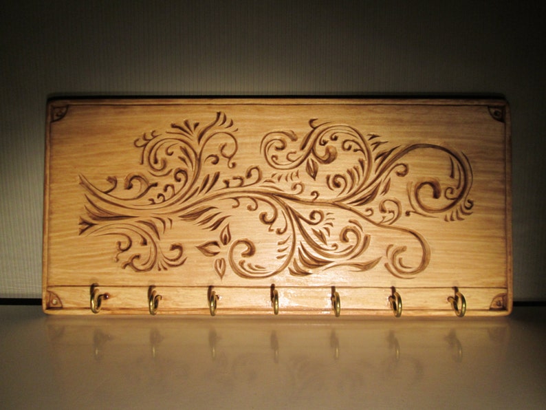 Wooden Key Holder Chip Carving Wood Carving Wood Working Etsy