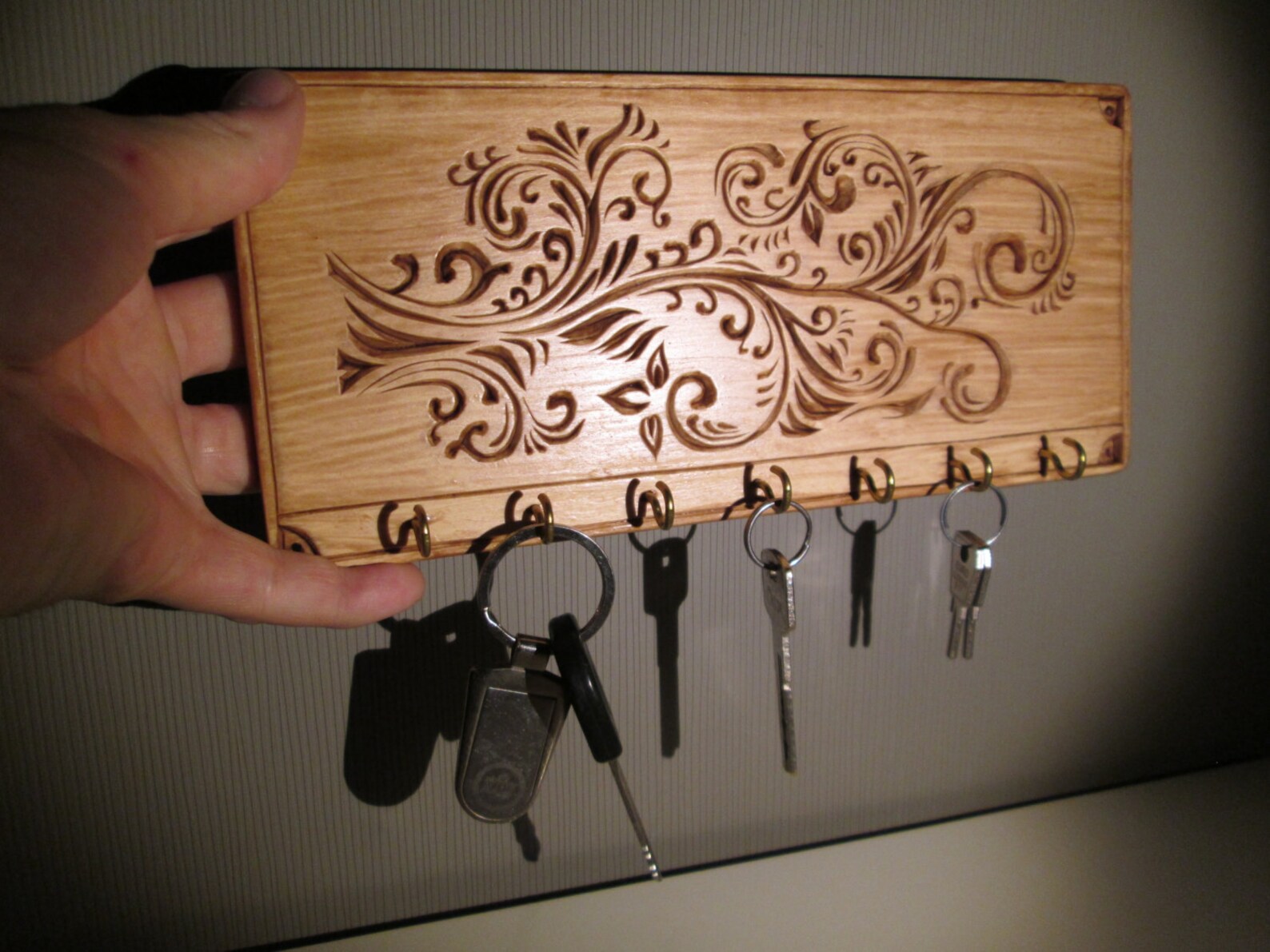 Wooden Key Holder Chip Carving Wood Carving Wood Working Etsy