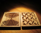 Posavasos de madera taza dos - chip talla, talla de madera, madera de trabajo-hecho a mano de Polonia