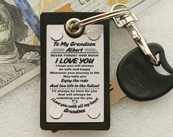 personalised keyring with gift pouch Custom Engraved Loop Heart PL165