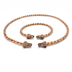 Dragon Neck and Arm Torc Set, Tensor Rings, Dragons, Copper Ring, Crystal Grid, EMF Protection, Copper Pendant, Gift for Him, Gift for Her