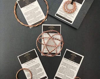 Personal Protection set - copper tensor rings - crystal grids - reiki tools - meditation tools - emf protection- 5G - unique gift -