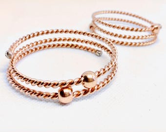 Full Royal straight Line Cubit Bracelet with Beads - Tensor Ring Copper Ring
