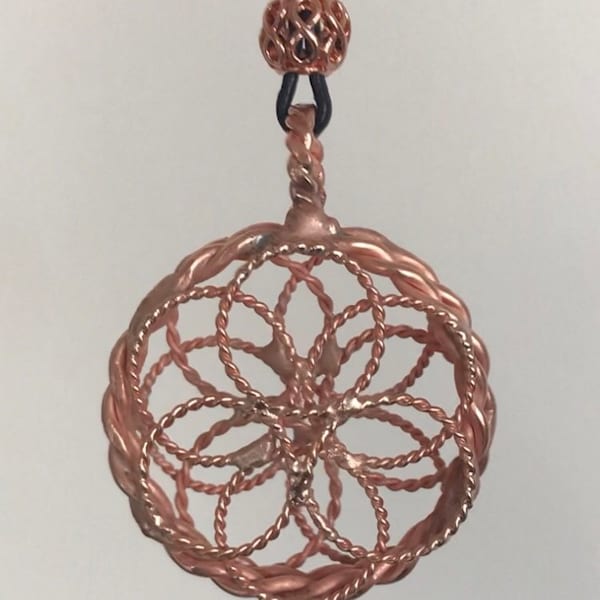 Gympie Double Regeneration Tube Torus Pendant - Tensor Ring - copper pendant unisex - unique gift - sacred geometry pendant - emf protection