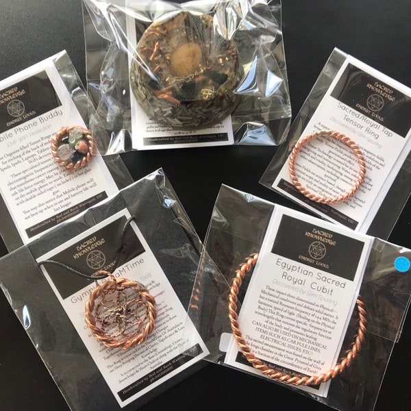 Tensor Ring Personal Protection Pack, emf Protection, wifi protection, 5G protection, radionics,crystal grids, copper ring, copper pendant,