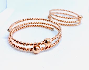 Full Royal straight Line Cubit Bracelet with Beads - Tensor Ring Copper Ring