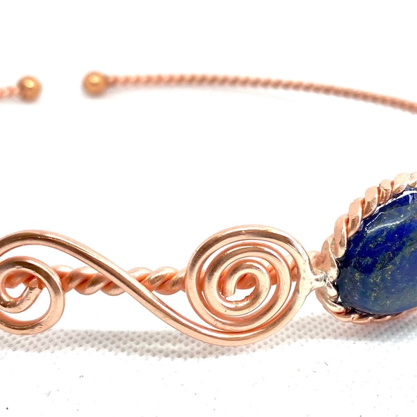 Atlantan Crown - Tensor Ring - Lapis Lazuli crown - emf protection - copper meditation tool - reiki tool - copper ring lady - unique gift