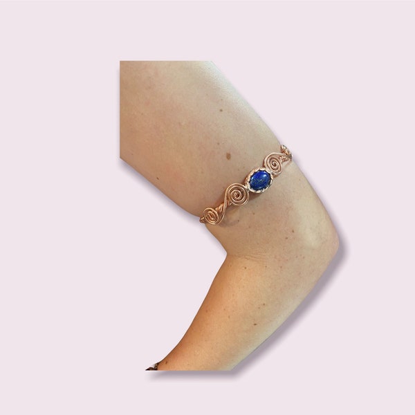 Atlantan Arm Wrap - Tensor Ring - Lapis Lazuli crown - emf protection - copper meditation tool - reiki tool - copper ring lady - unique gift