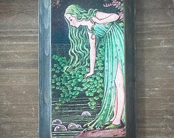MINI The Maidenhair Fairy Vintage Fairy Tale Story Book Illustration Solid Wood Distressed Plaque Sign Decor Ida Rentoul Outhwaite Gift Art