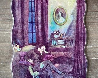 Edgar Allan Poe Illustration by Edmund Dulac Distressed Sign Plaque Wall Decor The Raven Nevermore