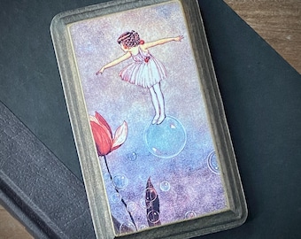 MINI  Fairy Riding Bubble Fairy Tale Story Book Vintage Illustration Solid Wood Distressed Plaque Sign Decoration Ida Rentoul Outhwaite Gift