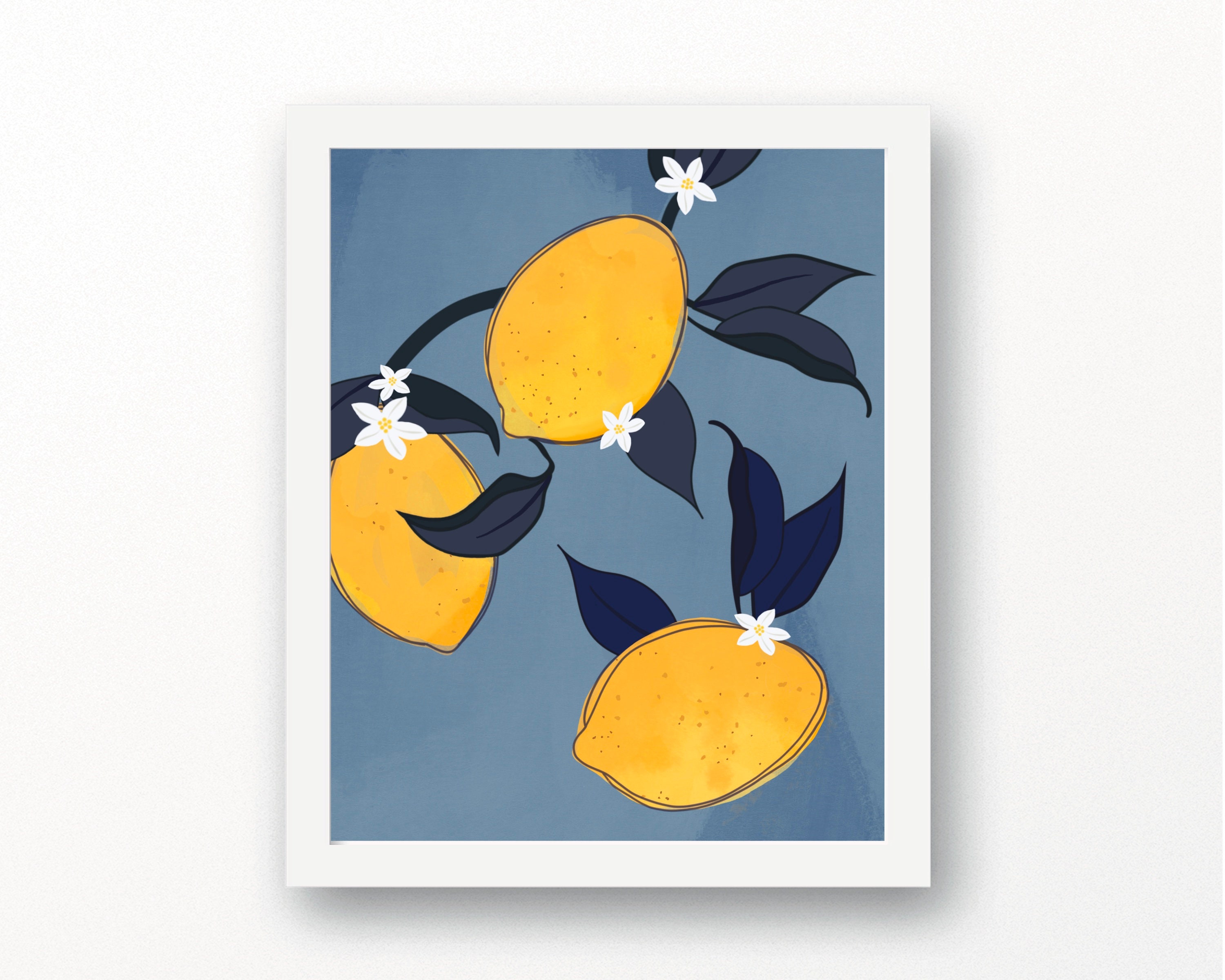 Blue Lemons 2 Art Print | Etsy