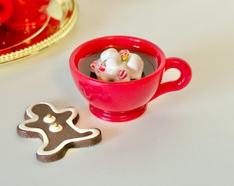 1:3 Scale Peppermint Cocoa Set for 18” Dolls, gingerbread, Christmas, dollhouse, Smart Doll, BJD, mini drinks
