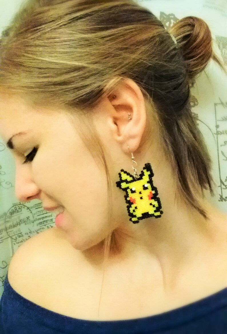 Pixel Geeky Earrings / Gamer Girl Jewelry Mini Hama Beads Etsy