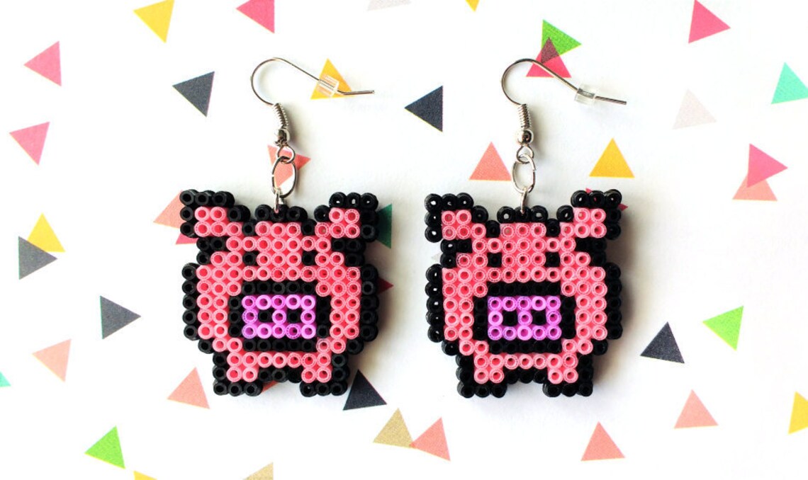 Pig Earrings Cute Pig Jewelry / Handmade Farm Animal / Mini Etsy