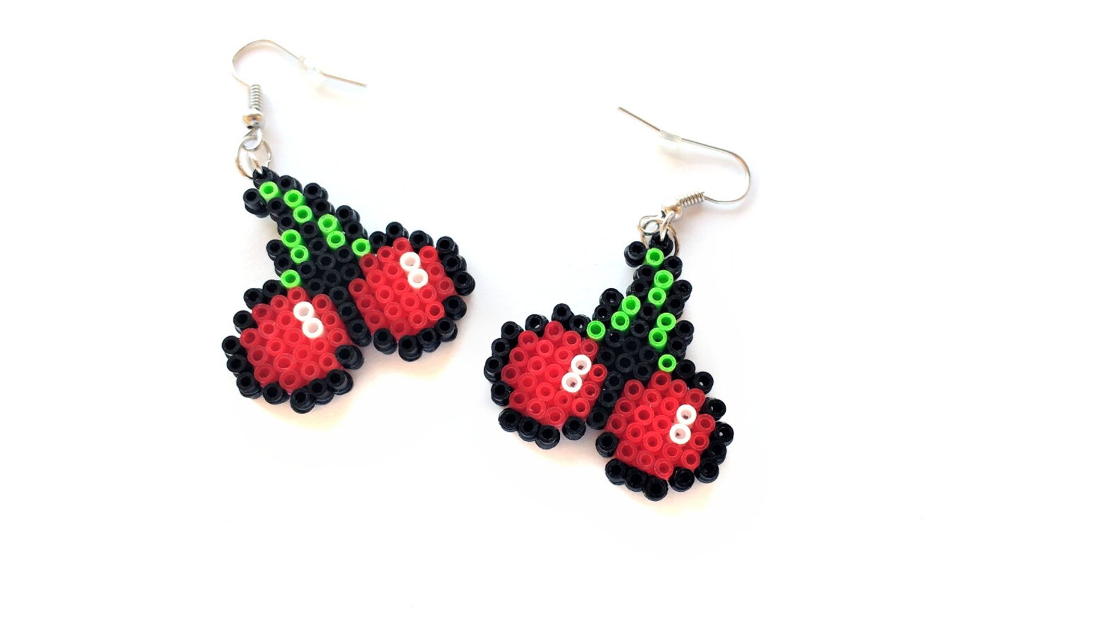 Cherry Earrings Small Pixel Cherry / Handmande Mini Perler Etsy