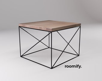 roomify Beistelltisch MUNIO Black 55x55 cm  Eiche - LOFT minimal Design INDUSTRIAL