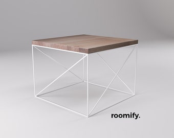 roomify Beistelltisch MUNIO white or black 55x55 cm  Eiche - LOFT minimal Design INDUSTRIAL