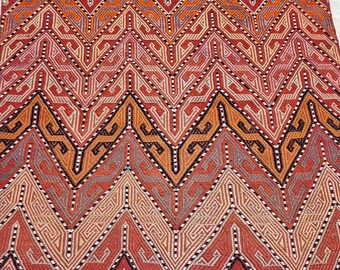 1950s Turkish Nomad Zili(embroidery)Kilim Rug From Tauros Mountains- 88cm x 101cm - 2.89 x 3.31ft Excluding Fringes