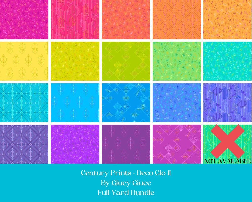 Bright Rainbow Art Deco Quilt Fabric, Decoglo II by Giucy Giuce for