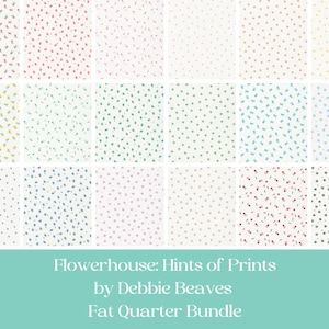 Low volume fat quarters, Flowerhouse: Hints of Prints by Debbie Beaves, Fat Quarter Bundle, low volume quilt fabric, white, cream