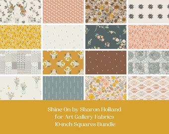 Boho western quilt, Shine On by Sharon Holland for Art Gallery Fabrics, layer cake, cow skull, flowers, bandanas, blush, goldenrod, blue