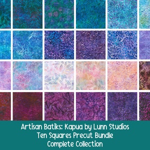 Jewel Tones Ten Squares layer cake bundle, Artisan Batiks Kapua by Lunn Studios, 42-piece 10 inch square precut, purple, pink, blue green