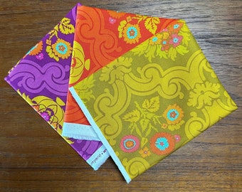 Bundle of Courtyard fabrics from Chrysanthemum by Alison Glass for Andover Fabrics, includes 3 prints orange, green, purple, choose your cut