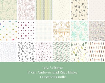 Low volume stash builder, curated bundle, 18 prints, choose your cut, great for scrappy background or LV quilt, cute fun prints