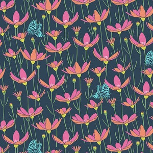 Flora and Fauna Meadow Navy - Patty Sloniger - PER QUARTER METRE Flora and Fauna Meadow Navy - Patty Sloniger - PER QUARTER METRE