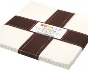 Kona Cotton Snow Layer Cake, 10 inch squares, white quilt fabric, off white, by Robert Kaufman