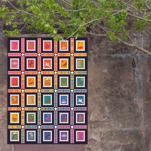 Rainbow Quilt Kit, Stamp Quilt kit, bright full rainbow spectrum, Alison Glass fabrics, Postmark, Stamp Stripe, choose your colors