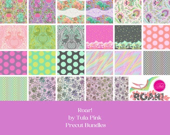 Dinosaur Quilt, Roar! by Tula Pink for Free Spirit, dinosaur quilt fabric, neon colors, precut bundles, available April 2024