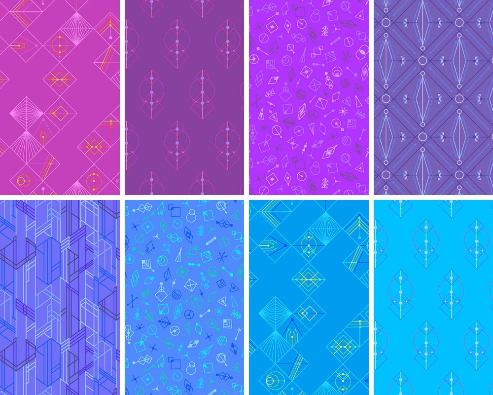 Bright Rainbow Art Deco Quilt Fabric, Decoglo II by Giucy Giuce for