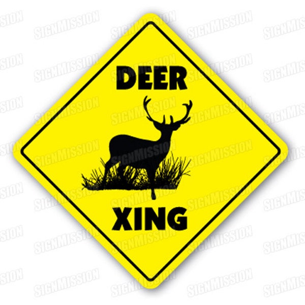 DEER CROSSING Sign new xing buck doe hunter gift