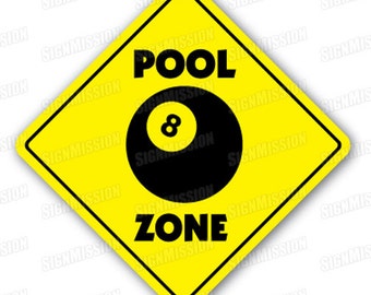 POOL ZONE Sign hall table 8 ball billiards cue stick