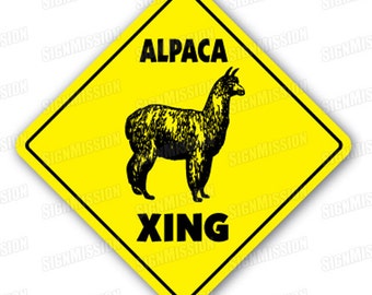 ALPACA CROSSING Sign novelty gift animals farm