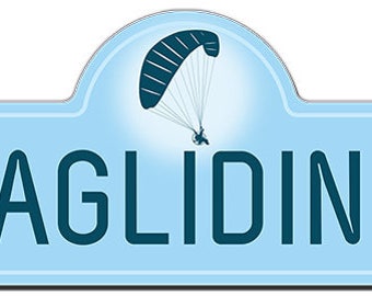 Paragliding Street Sign | Indoor/Outdoor | Funny Home Decor for Garages, Living Rooms, Bedroom, Offices | SignMission personalized gift