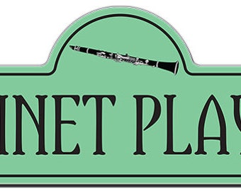 Clarinet Player Street Sign | Indoor/Outdoor | Funny Home Decor for Garages, Living Rooms, Bedroom, Offices | SignMission personalized gift