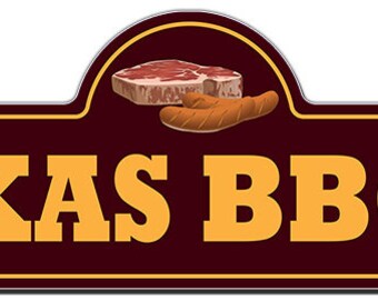 Texas Bbq Street Sign | Indoor/Outdoor | Funny Home Decor for Garages, Living Rooms, Bedroom, Offices | SignMission personalized gift