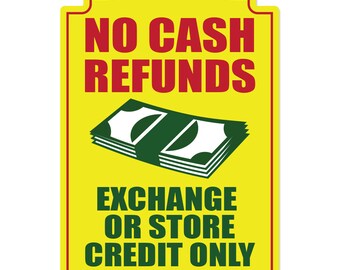 No Cash Refunds Novelty Sign | Indoor/Outdoor | Funny Home Decor for Garages, Living Rooms, Bedroom, Offices | SignMission gift Decoration