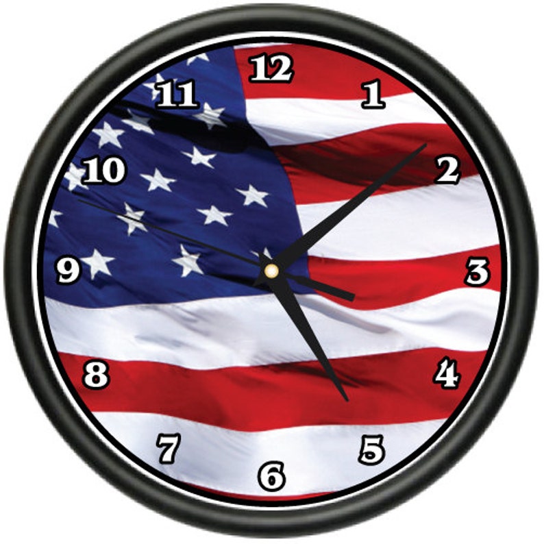 AMERICAN FLAG Wall Clock usa patriot stars and stripes gift Etsy
