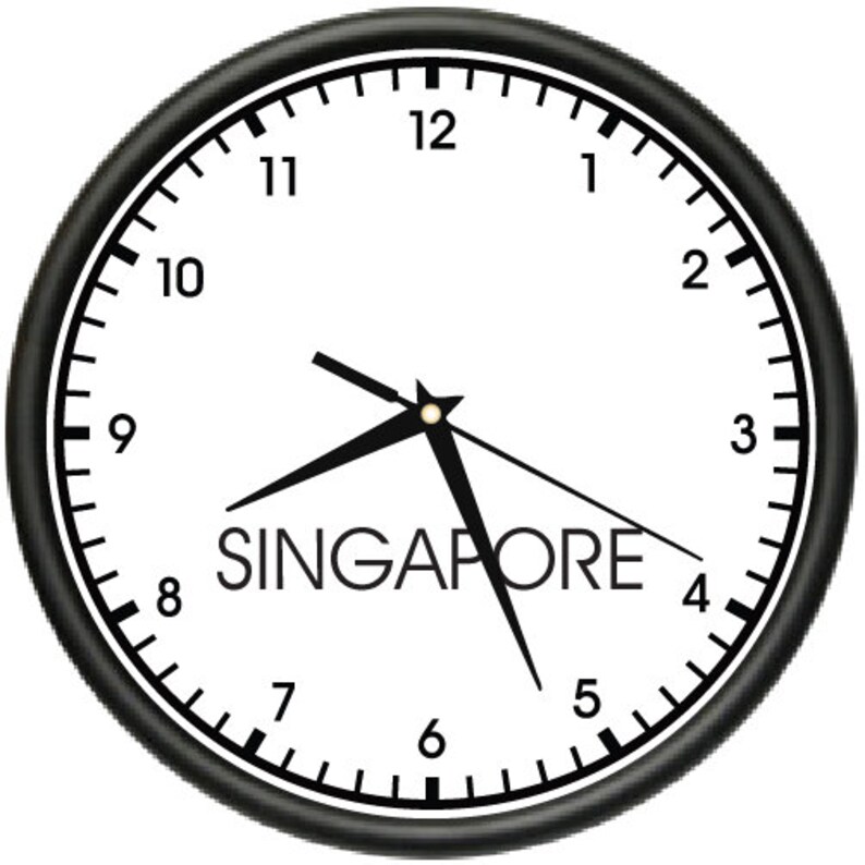 SINGAPORE TIME Wall Clock world time zone clock office Etsy