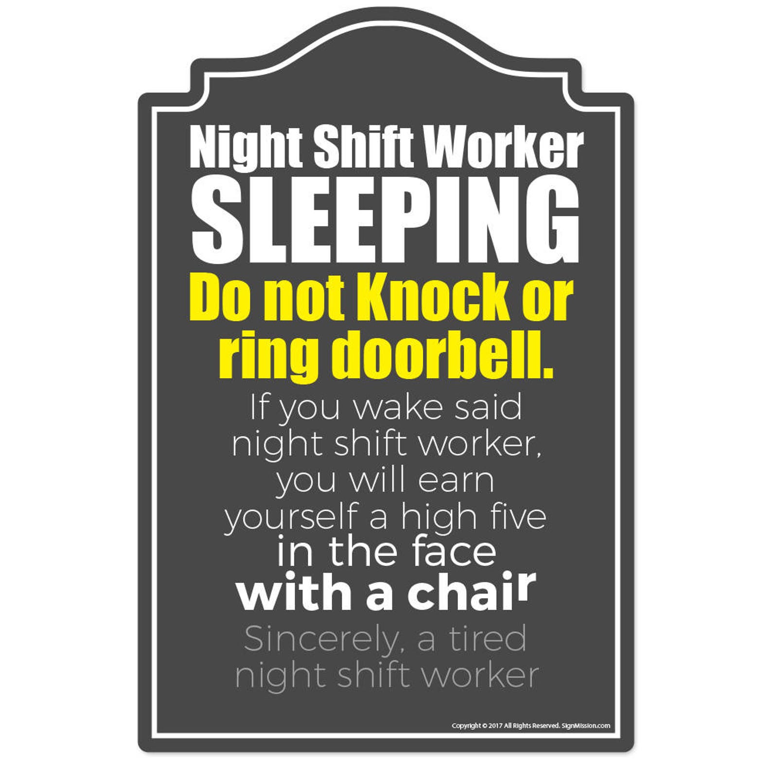Night Shift Worker Sleeping Novelty Sign Indoor/outdoor Etsy