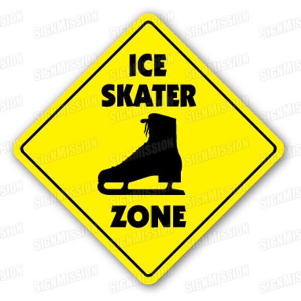 ICE SKATER ZONE Sign xing gift novelty rink boots figure skating skater