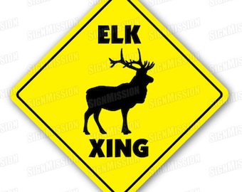 ELK CROSSING Sign 16 1/2 by 16 1/2 NEW decor hunting animals novelty signs  art 