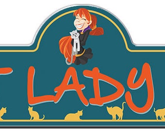 Cat Lady Street Sign | Indoor/Outdoor | Funny Home Decor for Garages, Living Rooms, Bedroom, Offices | SignMission personalized gift