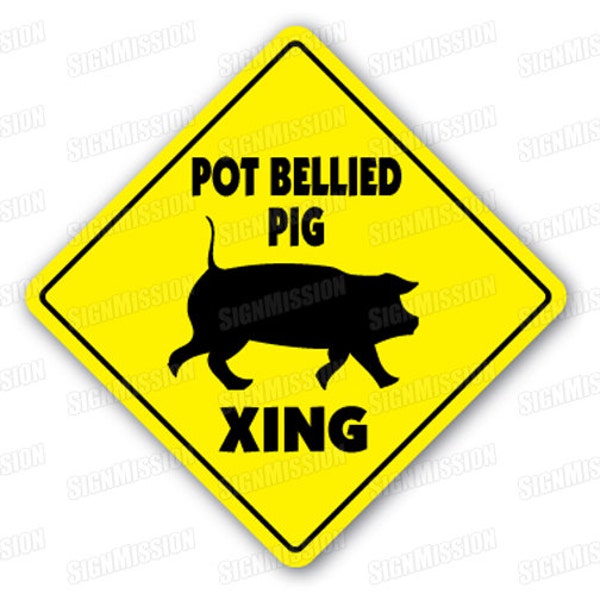 POT BELLIED PIG cROSSING Sign novelty gift pig farm