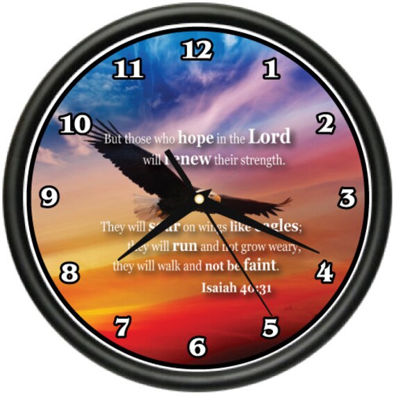 Isaiah 4031 Wall Clock Bible Verse Hope In The Lord Renew Etsy