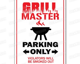 GRILL MASTER Novelty Sign BBQ cookout tailgating cook dad burger hot dogs gift